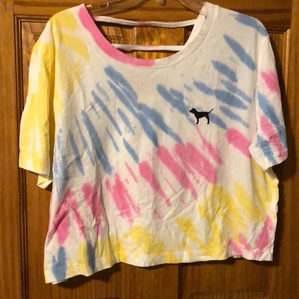 Victoria’s Secret short sleeve tie die slash back shirt size M or L nwts